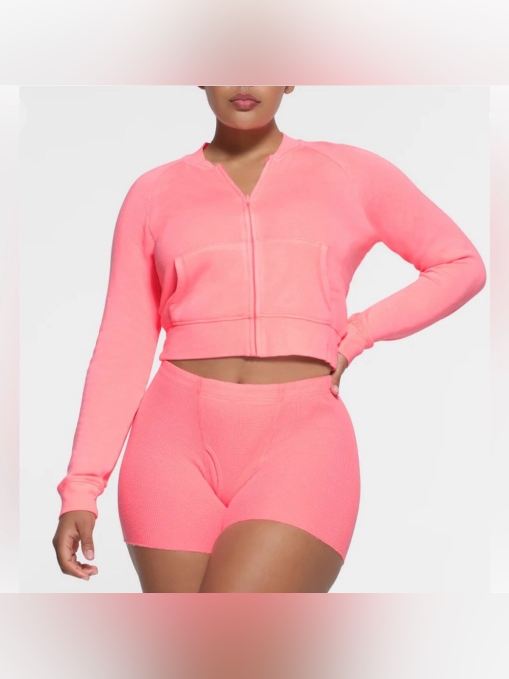 Skims Ribbed Coral Pink Boxer Shorts